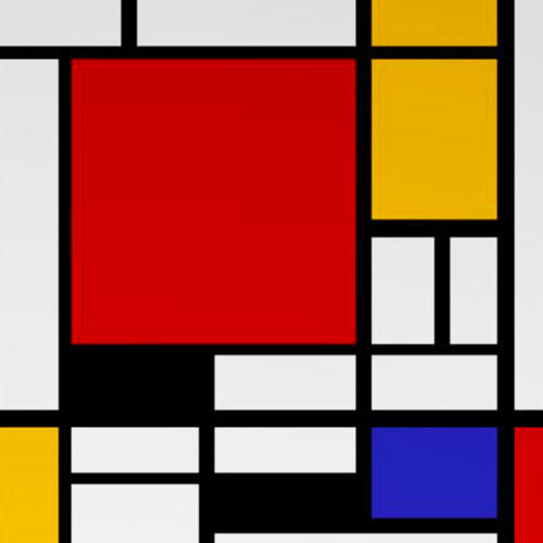 蒙德里安 Composition with Large Blue Plane， Red， Black， Yellow and Grey